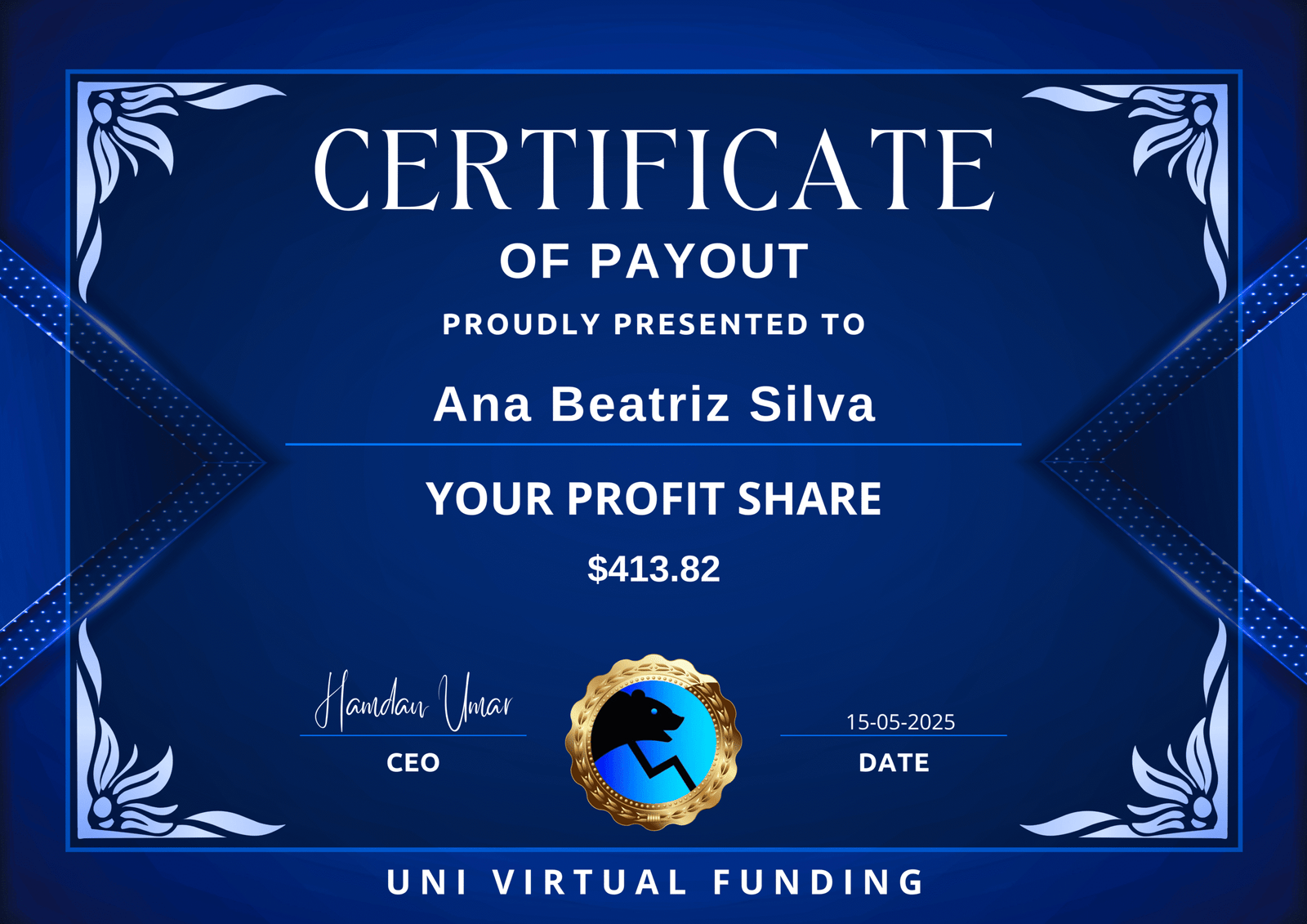 Ana Beatriz Silva Certificate