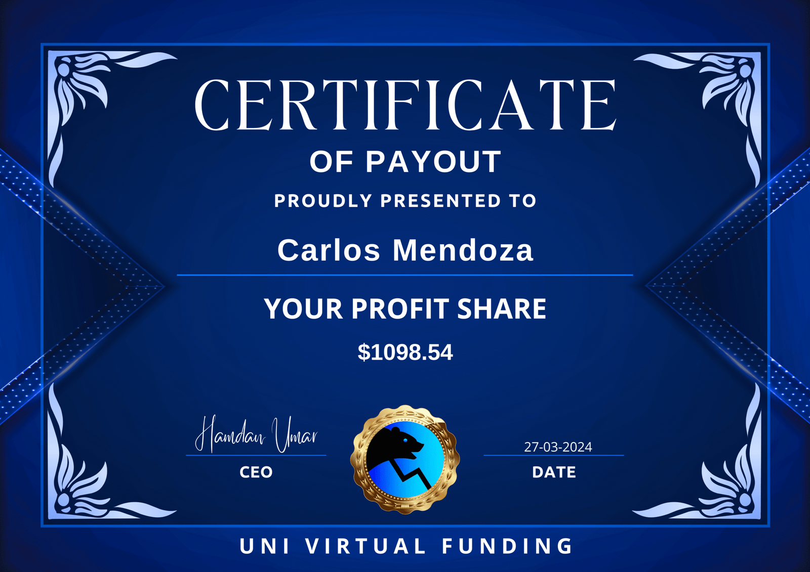 Carlos Mendoza Certificate