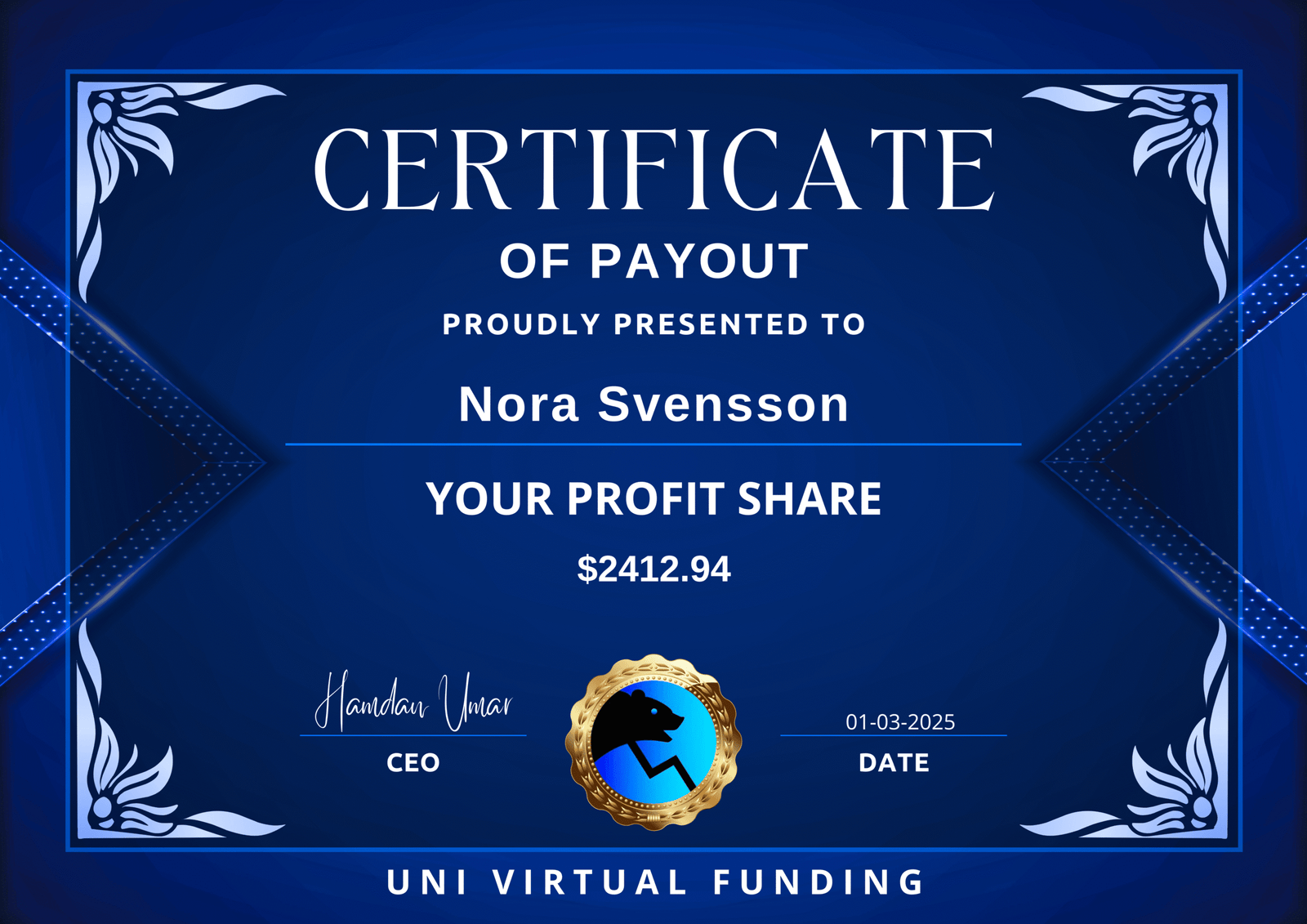 Nora Svensson Certificate